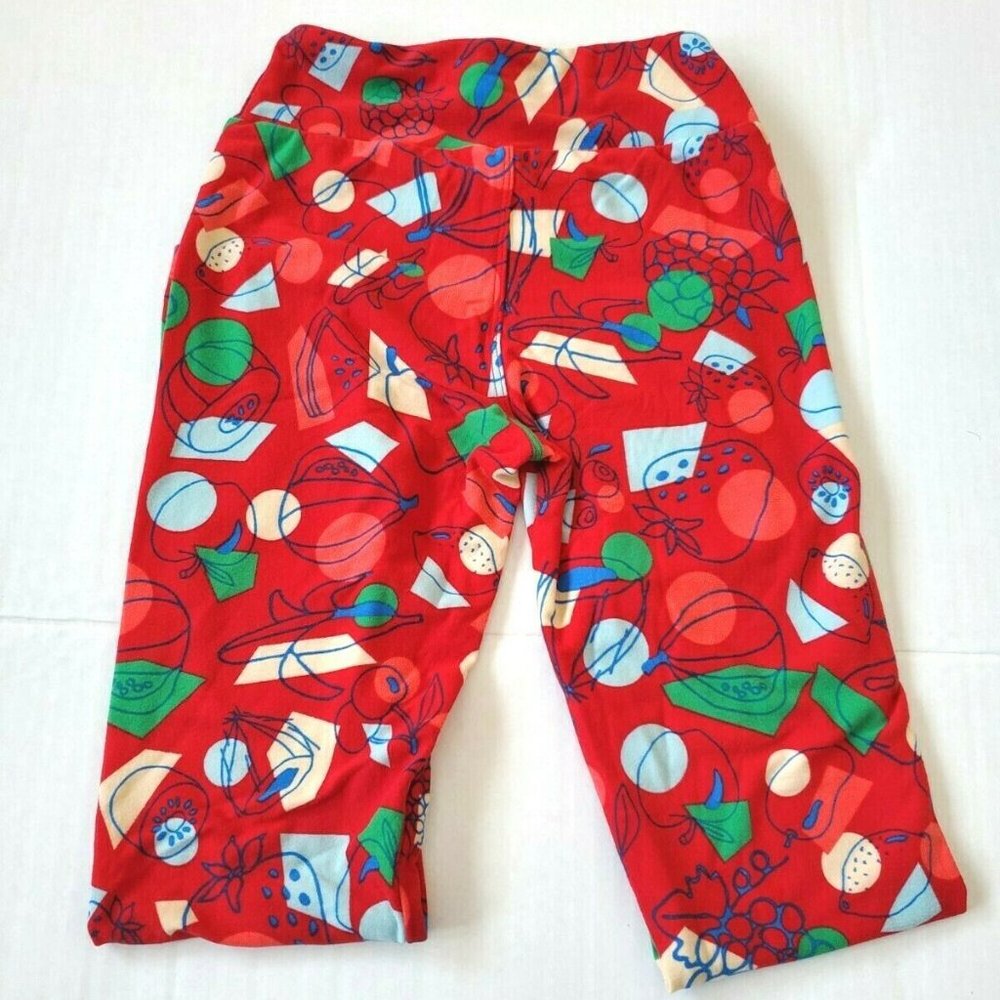 New Lularoe Tween Colorful Red Various Fruits Pattern Leggings NWOT